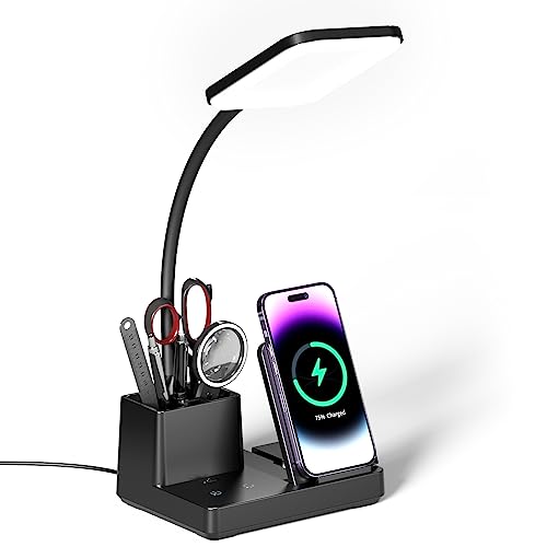 Vicsoon Desk Lamp with Wireless Charger and Pen Holder
