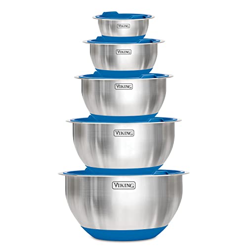 VIKING Stainless Steel Mixing Bowl Set, 10 pc, Non-slip Silicone Base