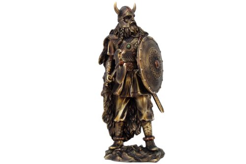 Viking Warrior with Shield and Club Resin Statue
