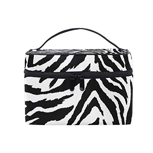 VIKKO Animal Zebra Print Cosmetic Bag with Large Capacity and Multiple Compartments