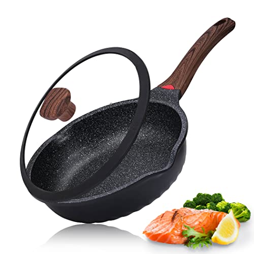 Vinchef Nonstick Deep Frying Pan Saute Pan with Lid, 10in/3Qt Skillet Pan, German 3C+ Ceramic Coating Technology, Aluminum Casting, Induction Compatible