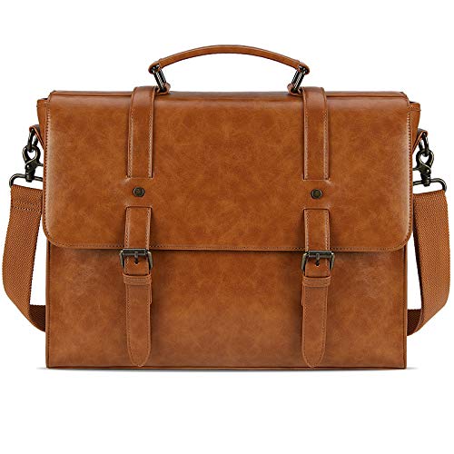 Vintage 15.6 Inch Waterproof Leather Laptop Briefcase