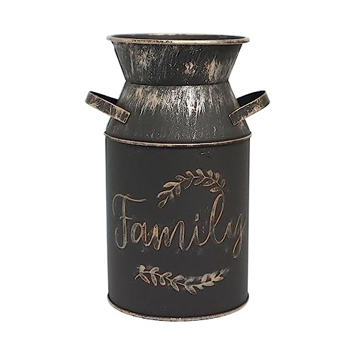 Vintage Galvanized Milk Can with Greetings and Rope Design