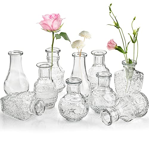 Vintage Glass Bud Vases - 10-Pack