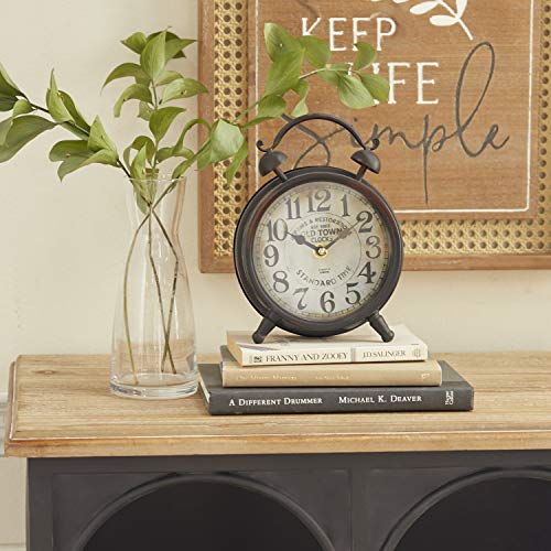 Vintage Inspired Metal Clock with Bell Style Top, Brown