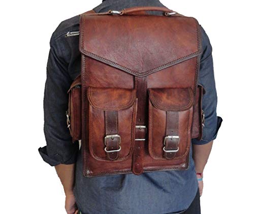 Vintage Leather Backpack Laptop Messenger Bag