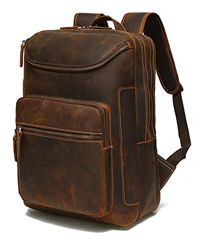 Vintage Leather Laptop Backpack For Men