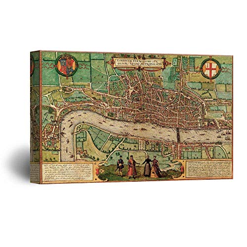 Vintage Map of London Canvas Wall Art
