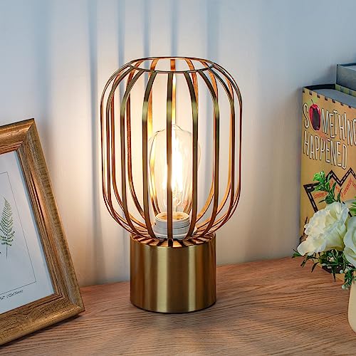 Vintage Metal Cage Nightstand Lamp