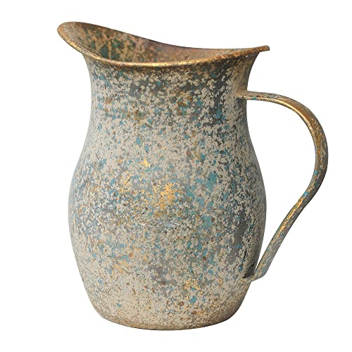 Vintage Metal Flower Vase Milk Jug - Rustic Decor