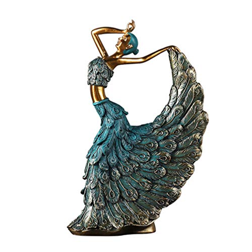 Vintage Peacock Dancer Beauty Statue Table Centerpiece Decoration