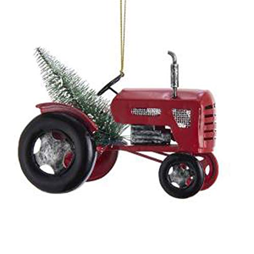 Vintage Red Tractor Christmas Ornament
