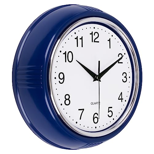 Vintage Round Wall Clock for Living Room, Bedroom Decor - Blue