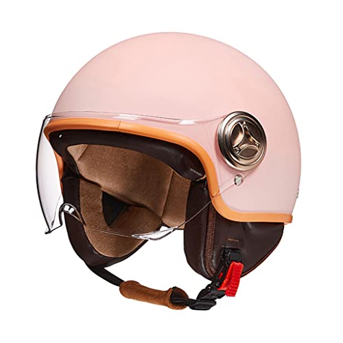 Vintage Scooter Helmet with Visor - Pink