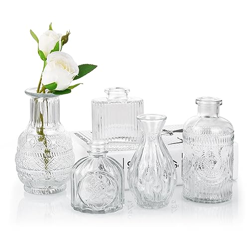 Vintage Style Glass Bud Vases for Home Decor and Events