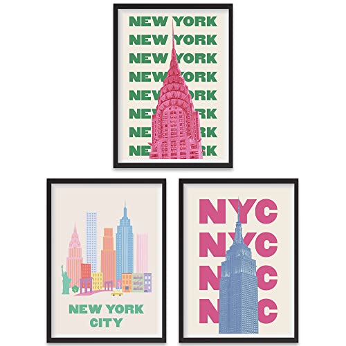 Vintage Travel Posters Set - New York Wall Art