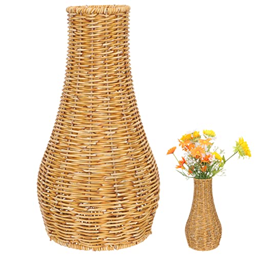 Vintage Wicker Flower Vase for Home Decoration