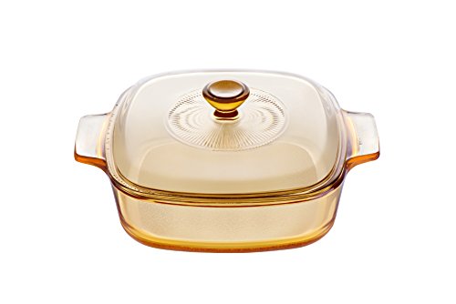 Visions 1L Pyroceram Reverse Square Casserole with Glass Cover
