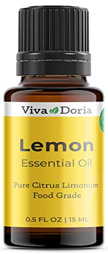 Viva Doria 100% Pure Lemon Essential Oil, Undiluted, Food Grade, Southwest USA Lemon Oil, 15 mL (0.5 Fl Oz)