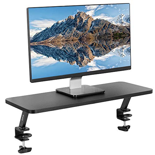 VIVO Black Clamp-on Small 26 inch Ergonomic Desk Shelf, Single Computer Monitor Stand Riser - Desk Organizer Holds 1 Screen or Laptop STAND-SHELF24B