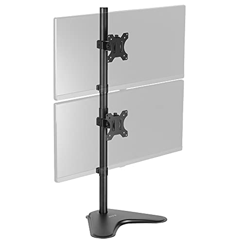 VIVO Dual Monitor Desk Stand Free-Standing LCD Mount, Holds in Stacked Vertical Position 2 Ultrawide Screens up to 34 inches, Black, STAND-V002L