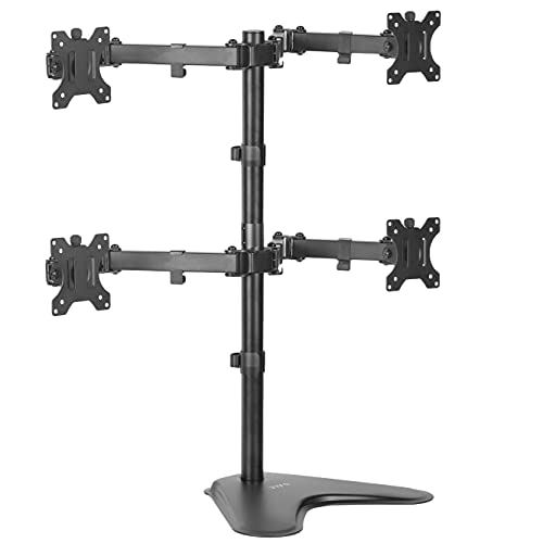 VIVO Quad 13 to 30 inch Monitor Free-Standing Mount, Fully Adjustable Desk Stand, Holds 4 Flat or Curved Display Screens, STAND-V004F