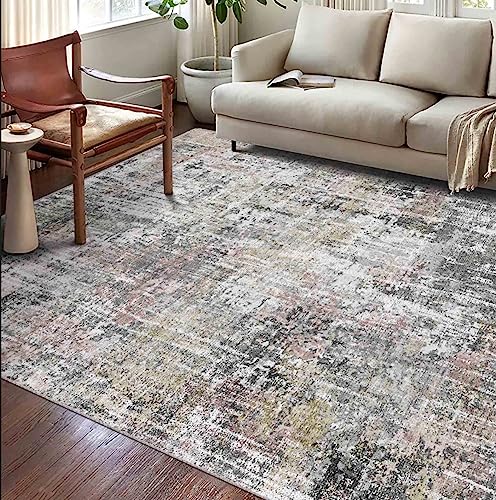 vivorug Washable Rug, Ultra Soft Area Rug 6x9, Non Slip Abstract Rug Foldable, Stain Resistant Rugs for Living Room Bedroom, Modern Fuzzy Rug (Colorful, 6'x9')