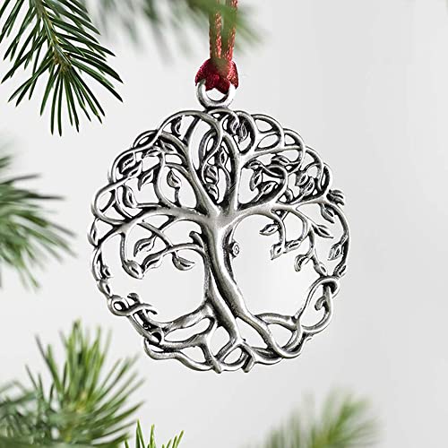 vizoe Solid Pewter Christmas Tree Ornament Hanging Metal Christmas Decorations Holiday Ornaments Hanging Pendants Decoration for Home Party Xmas Tree Décor (Life Tree)