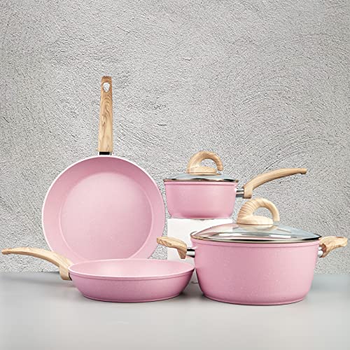 Vkoocy Pink Pots and Pans Set