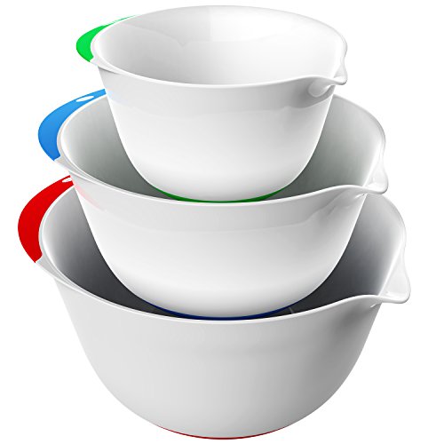 Vremi Mixing Bowl Set - Nesting Bowl with Rubber Grip Handles and Easy Pour Spout