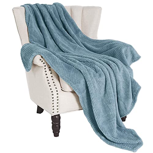 Waffle Textured Slate Blue Fleece Blanket