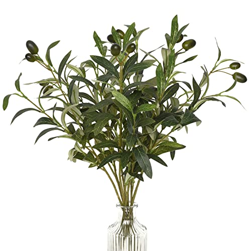 NOLAST 4pcs Faux Greenery Branches Stems Fake Olive Branches Artificial  Plants for Vase Home Party Decoration (Green)
