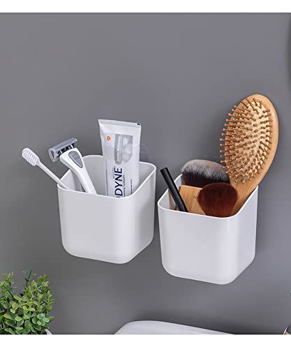 Wall Mounted Toothbrush Holder with Adhesive Shelf