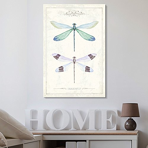 wall26 - Canvas Wall Art - Hand Drawn Dragonfly Collection Single Artwork - Giclee Print Gallery Wrap Modern Home Art Ready to Hang - 24x36 inches