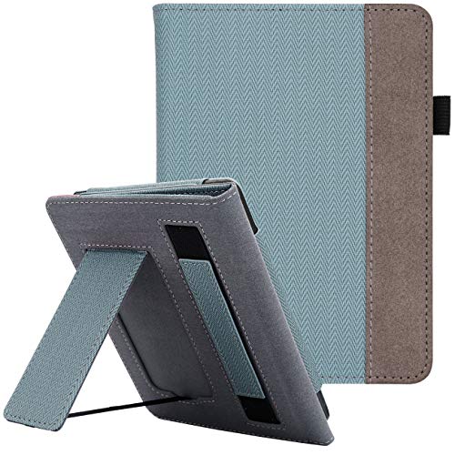 WALNEW Stand Case Fits Kindle Paperwhite 10th Generation 2018 (Model No.PQ94WIF) PU Leather Case Smart Protective Cover with Hand Strap, Blue