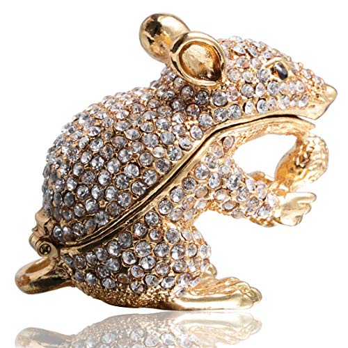 Waltz&F White Diamond Golden Mouse Trinket Box