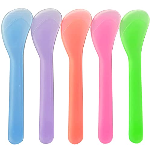 WANBAO 100 Pcs Plastic Cosmetic Spatula Disposable Makeup Tools Spoon for Makeup DIY Mixing and Sampling, Mixed Color