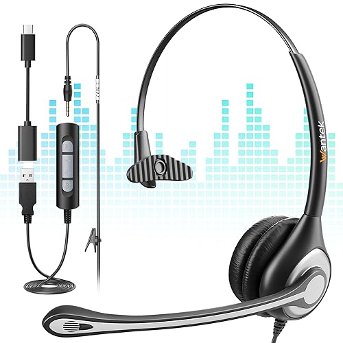Wantek USB Headset with Microphone - Versatile 3-in-1 Computer Headset for Clear Communication