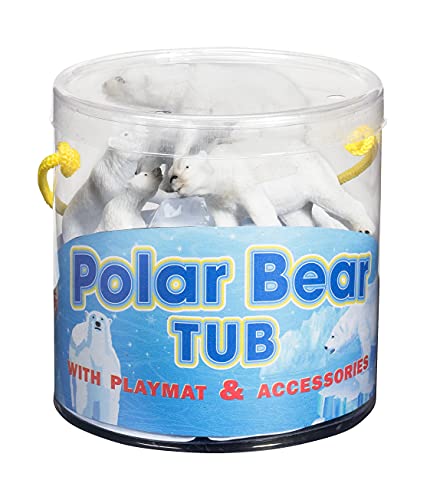 WARM FUZZY Kids Polar Bear Figurines Tub & Playmat