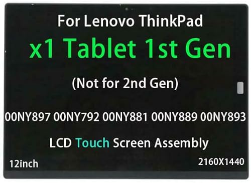 WARWOLFTEAM 12in LCD Touch Screen Replacement for Lenovo ThinkPad x1 Tablet
