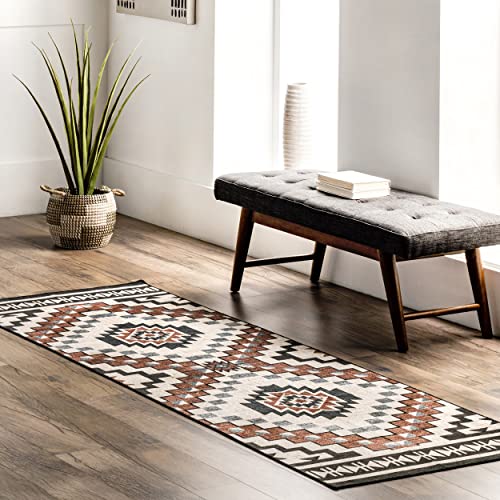 Washable Southwestern Medallion Runner Rug