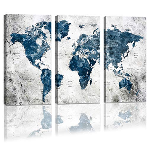 Watercolor Abstract World Map Wall Decal Art