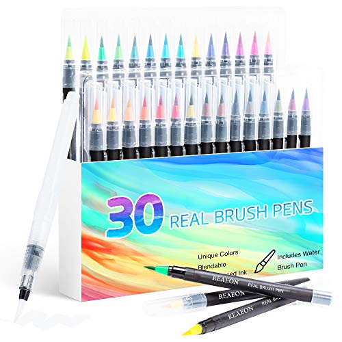 Watercolor Brush Pens - 30 Vibrant Colors for Painting, Calligraphy, and Drawing