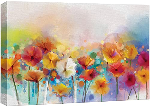 Watercolor Style Flowers Canvas Wall Art