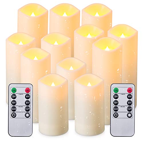 Waterproof Flameless Candles with Remote Control, Set of 12