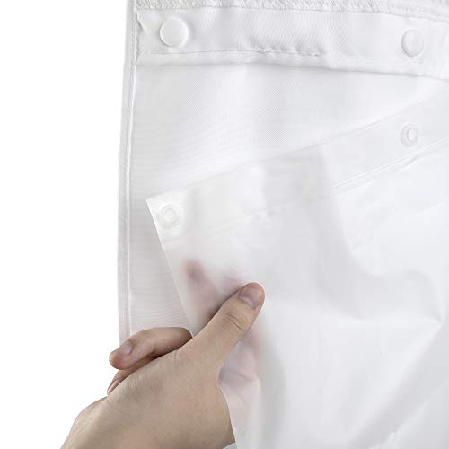 Waterproof PEVA Snap-in Shower Curtain Liner Replacement: Compatible with Hookless Shower Curtain & Liner Removable to Attach and Snap On/Off, Frost, 70x54