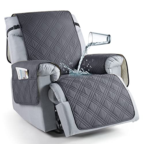Waterproof Recliner Chair Cover with Pocket, Dark Grey