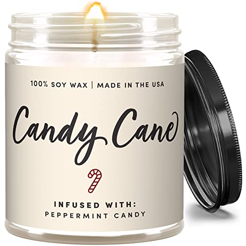 WAX & WIT Christmas Candles Scented, Peppermint Candle, Candy Cane Candle, Holiday Candles, Winter Candles, Holiday Candles Scented, Candle Christmas, Cozy Candle, Xmas Candles, Soy Candles – 9oz