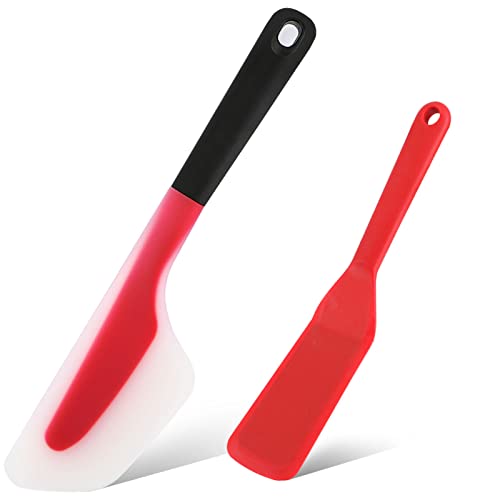 2 Pieces Silicone Spatula Omelet Spatula Pancake Spatula Heat Resistant  Pancake Spatula Non-Stick Grilling Spatula for Cooking Burger Pizza, Red,  Black