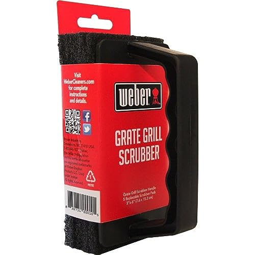 Weber Grill Brush Scrubber - Heavy Duty Grate Cleaner - With 3 Replaceable Pads